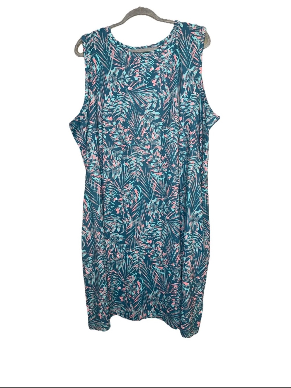 NWOT Columbia PFG Freezer III Dress 3X Blue Tropical Palm Womens Plus